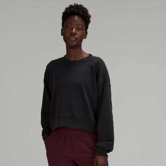 lululemon athletica Tops - Lululemon Perfectly Oversized Cropped Crew *Softstreme Black